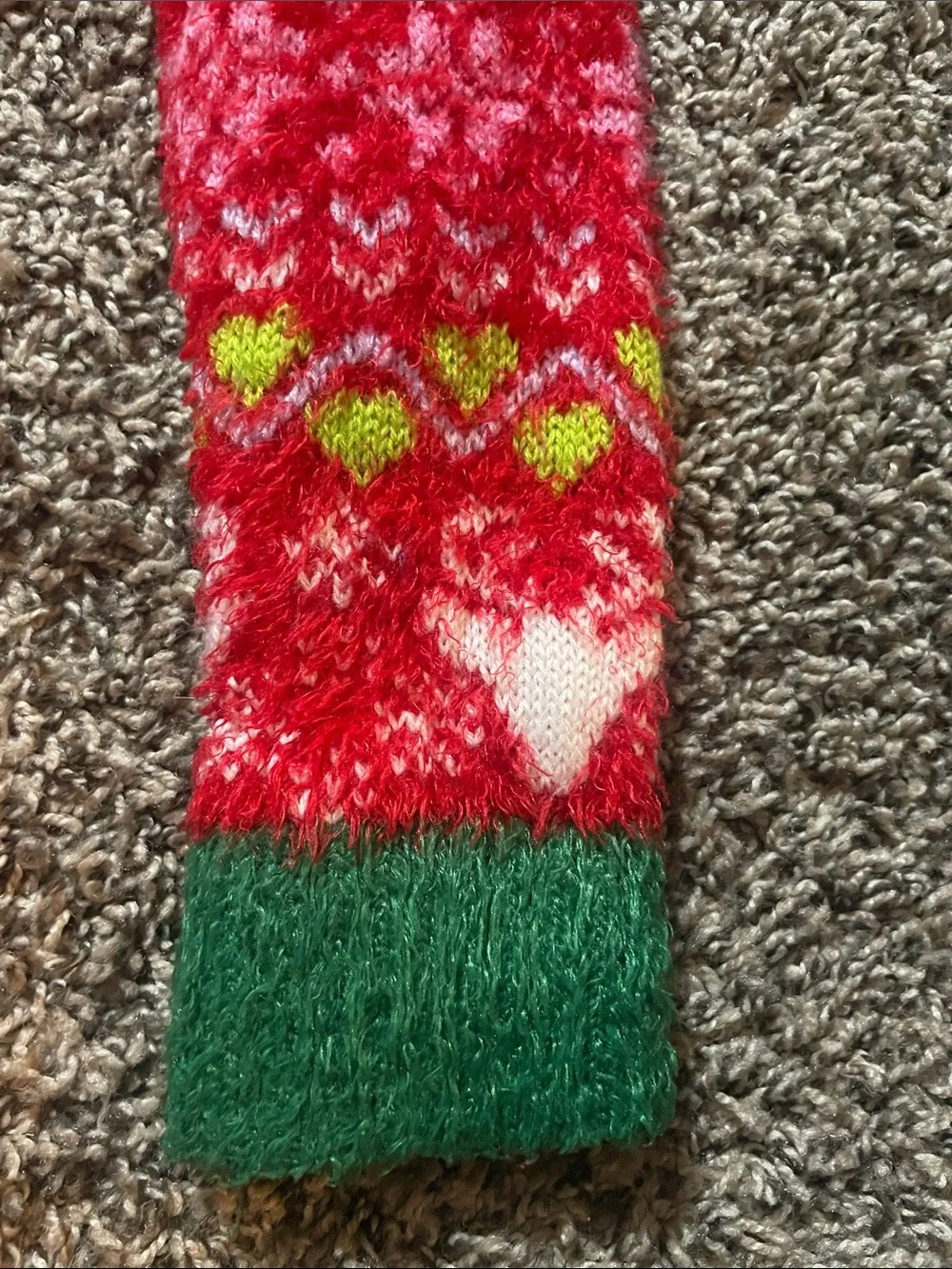 Holiday Time Red Holiday Sweater with Green Trim and Reindeer Motif